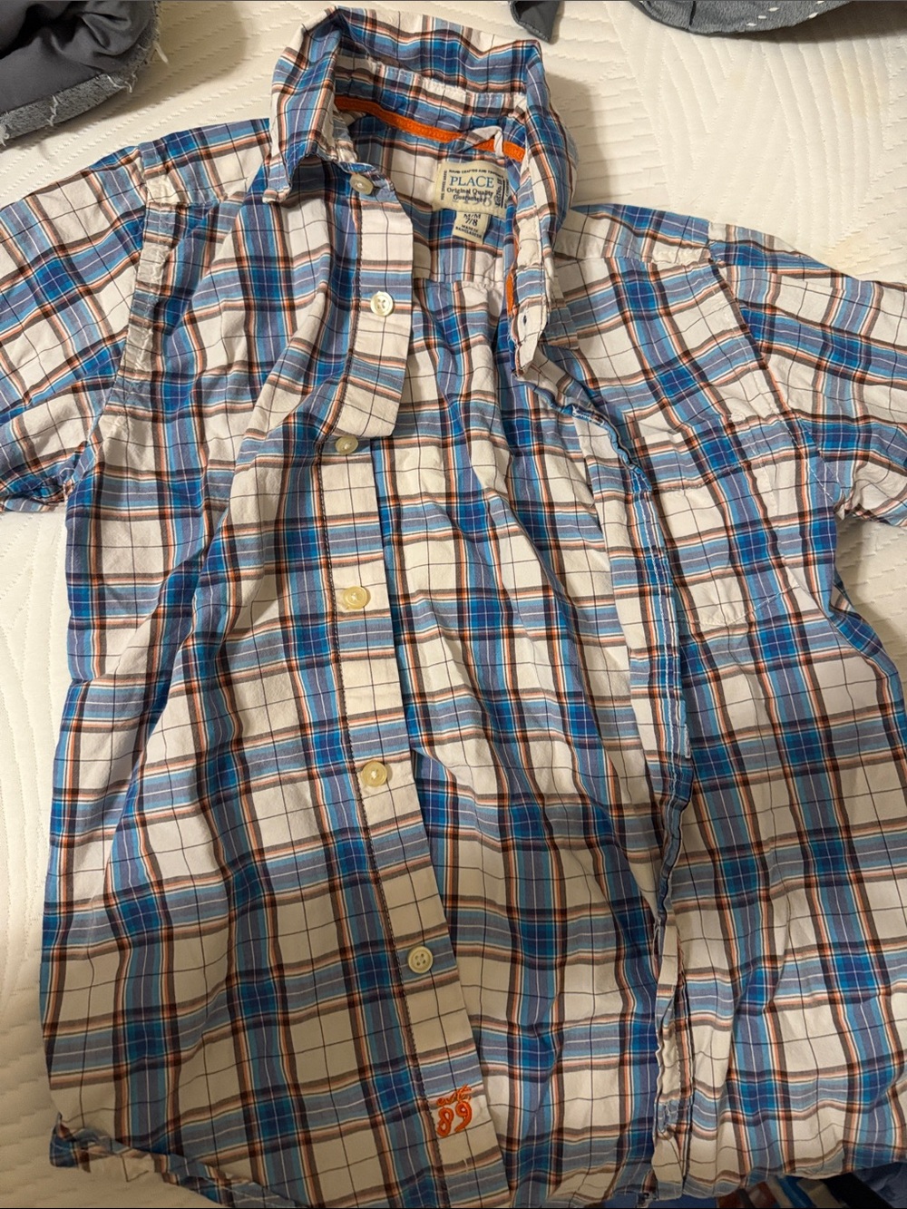 The Children's Place Blue and White Plaid Button-Down Shirt